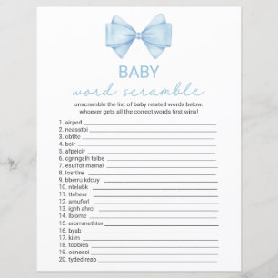 Tarjeta de juego Baby Shower de doble cara azul Bo