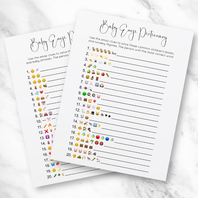 Tarjeta de juego Baby Shower de Emoji moderna de d (Subido por el creador)