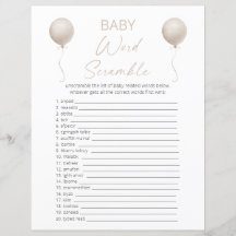 Tarjeta de juego Baby Shower de globo Boho de dobl