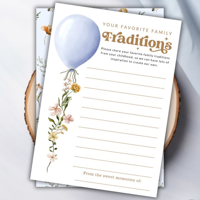Tarjeta de juego Baby Shower de globo de Tradición (Family Tradition Balloon Baby Shower Game Card)