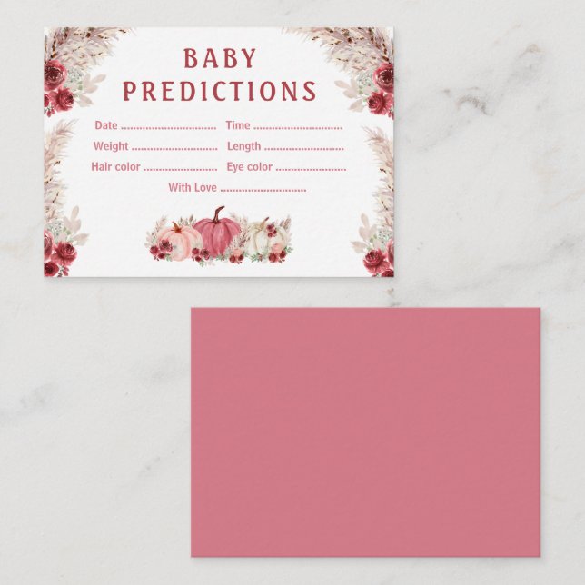 Tarjeta de juego Baby Shower de la calabaza de oto (Anverso / Reverso)
