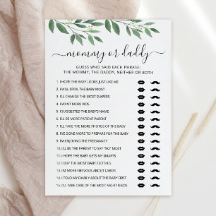 Tarjeta de juego Baby Shower de mamá o papá editab