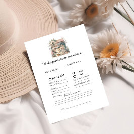 Tarjeta de juego Baby Shower de predicción de bebé