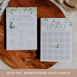 Tarjeta de juego Baby Shower doble para la ardilla