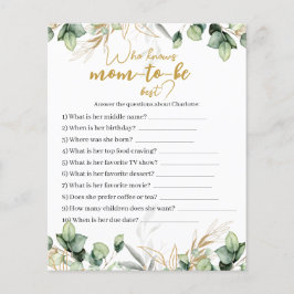 Tarjeta de juego Baby Shower Eucalyptus Greenery