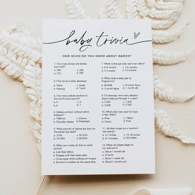 Tarjeta de juego Baby Shower EVERLEIGH Baby Trivia (Subido por el creador)