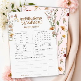 Tarjeta de juego Baby Shower Floral Predictions &