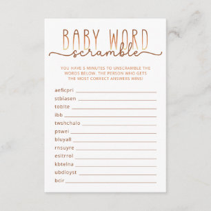 Tarjeta de juego Baby Shower Neutral Word Scramble