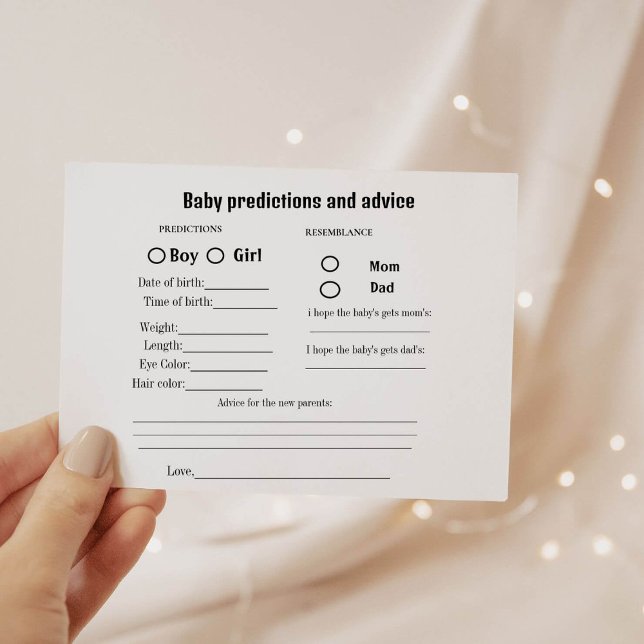 Tarjeta de juego Baby Shower para la predicción de (Subido por el creador)
