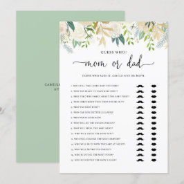 Tarjeta de juego Baby Shower Peonies Gold Mom o Da