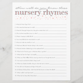 Tarjeta de juego Baby Shower Star Rhyme de Nursery