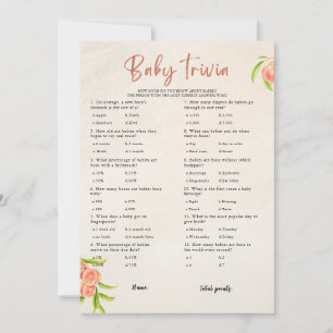 Tarjeta de juego Baby Shower Summer Baby Trivia