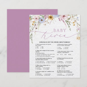 Tarjeta de juego Baby Shower Wildflowers Baby Triv