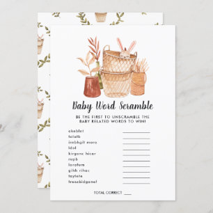 Tarjeta de juego Baby Shower Word Scramble