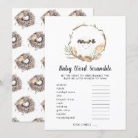 Tarjeta de juego Baby Shower Word Scramble