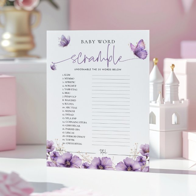 Tarjeta de juego Bebé de mariposa púrpura de Word  (Subido por el creador)
