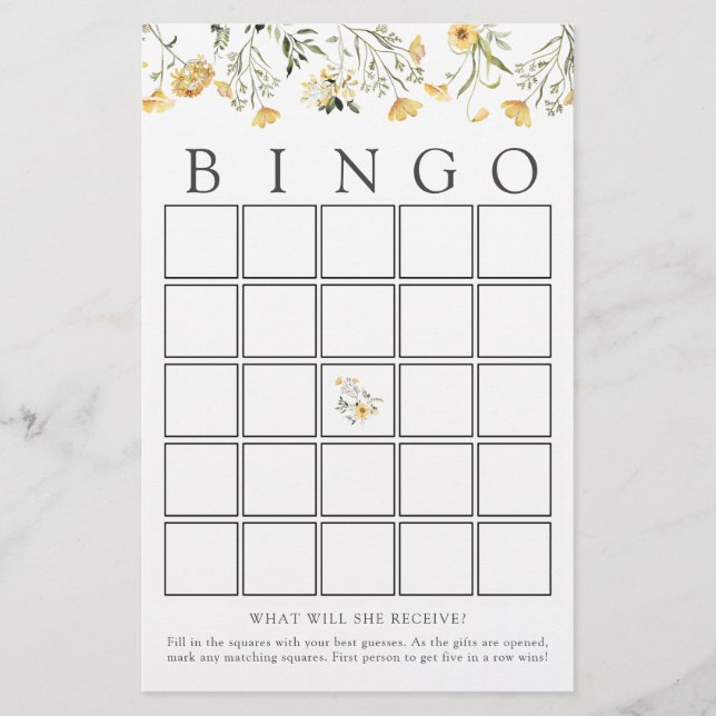 Tarjeta de juego Bingo Baby Shower (Anverso)