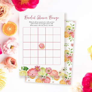 Tarjeta de juego Bingo Citrus Bridal Shower