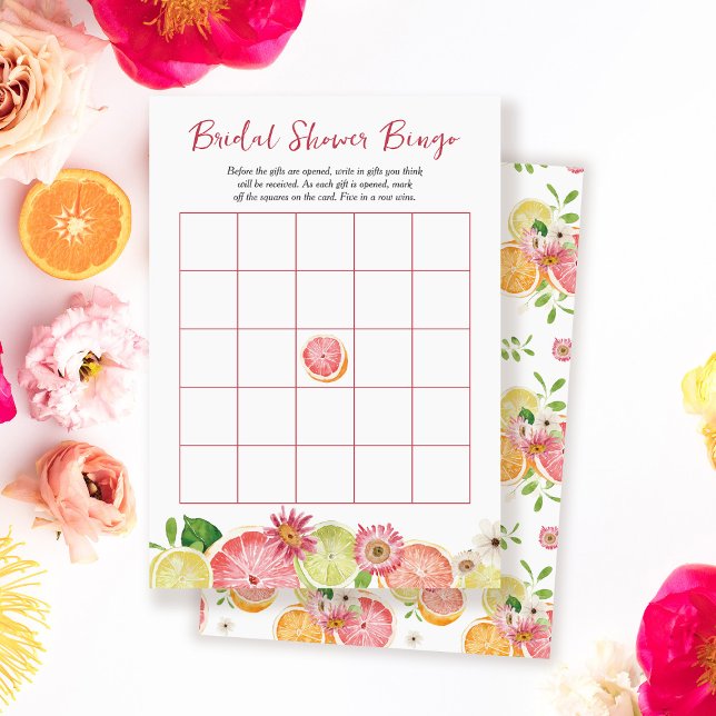Tarjeta de juego Bingo Citrus Bridal Shower (Subido por el creador)