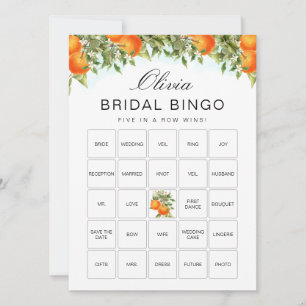 Tarjeta de juego Bingo Naranja Citrus Bridal Showe