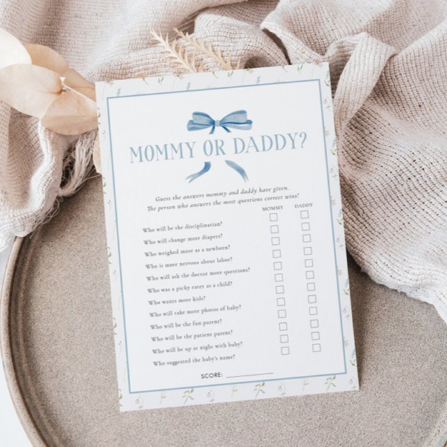 Tarjeta de juego Blue Baby Shower Spring Floral Bo (Subido por el creador)
