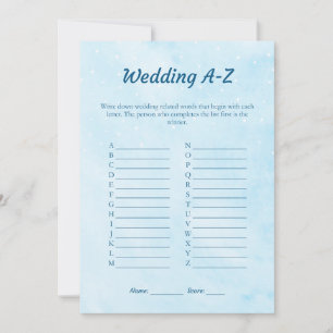 Tarjeta de juego Blue Dreamy Boda A-Z Bridal Showe