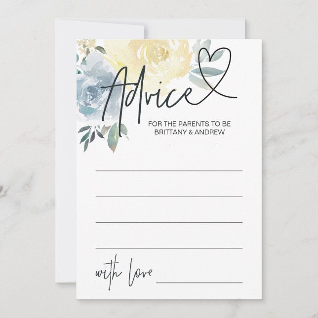 Tarjeta de juego Blue Floral Baby Boy Shower Advan (Anverso)