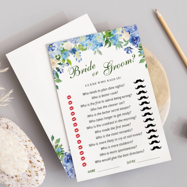 Tarjeta de juego Blue Hydrangea Floral Bridal Show (Subido por el creador)
