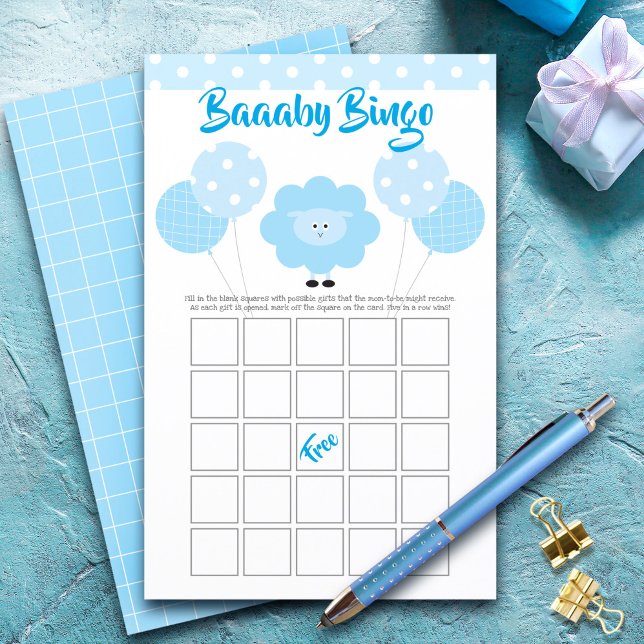 Tarjeta de juego Blue Lamb Baby Shower Cute Sweet  (Subido por el creador)