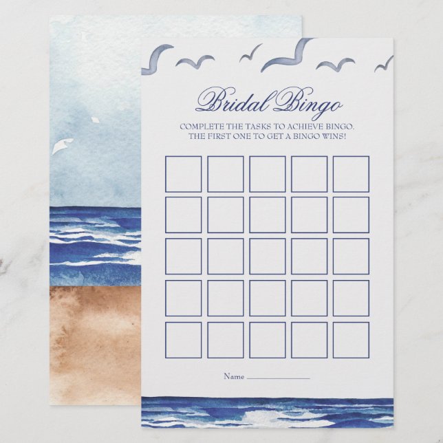 Tarjeta de juego Blue Nautical Coastal Sea Bridal  (Anverso / Reverso)
