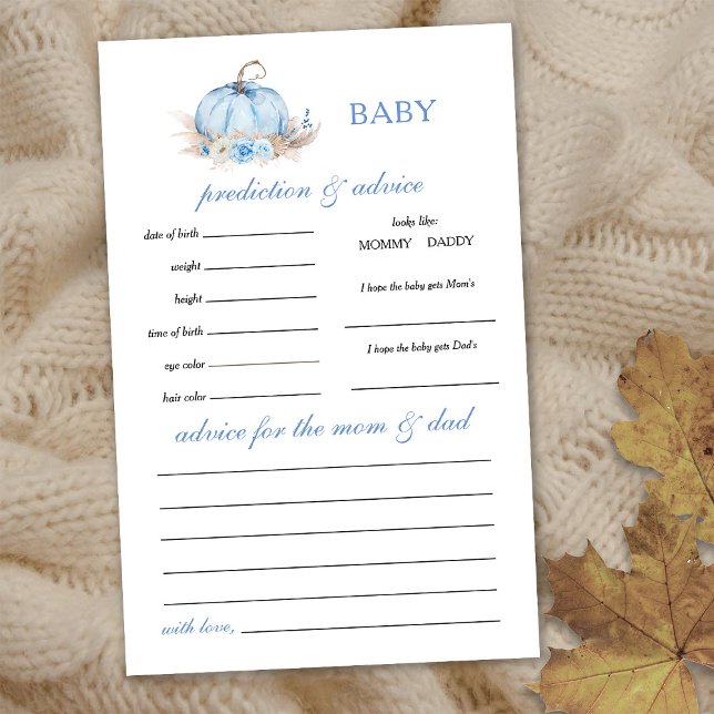 Tarjeta de juego Blue Pumpkin Baby Prediction and  (Subido por el creador)