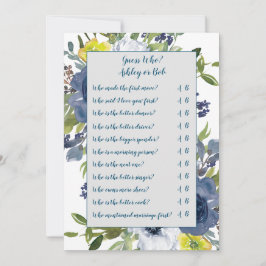 Tarjeta de juego Blue Yellow Floral Bridal Shower