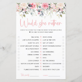 Tarjeta de juego Blush Floral | ¿Qué Preferiría El