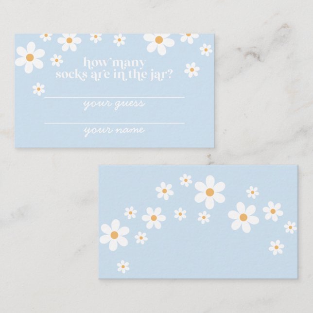 Tarjeta de juego Boho daisy blue floral Baby Showe (Anverso / Reverso)