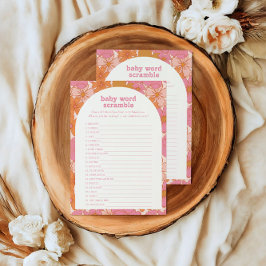 Tarjeta de juego Boho Retro Groovy Floral Word Scr
