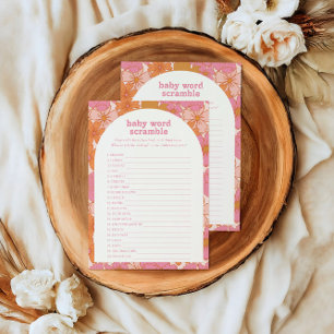 Tarjeta de juego Boho Retro Groovy Floral Word Scr