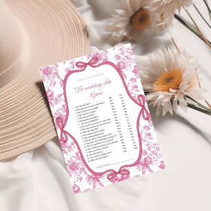 Tarjeta de juego "Book Story Bridal Shower", boda