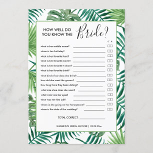 Tarjeta de juego Botanical Summer Bridal Shower