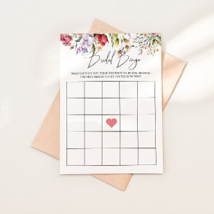 Tarjeta de juego Bridal Bingo Floral Bridal Shower
