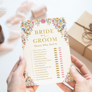 Tarjeta de juego Bridal Bridal Shower Bridflower B