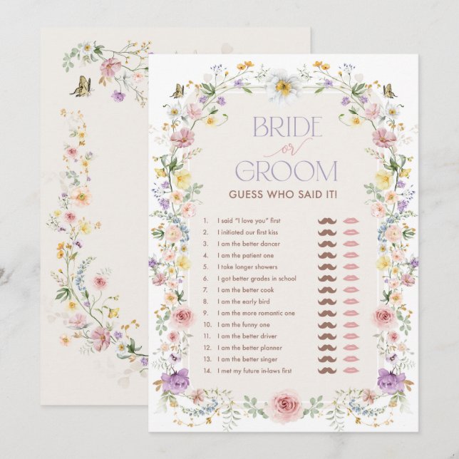 Tarjeta de juego Bridal Bridal Shower Bridflower B (Anverso / Reverso)