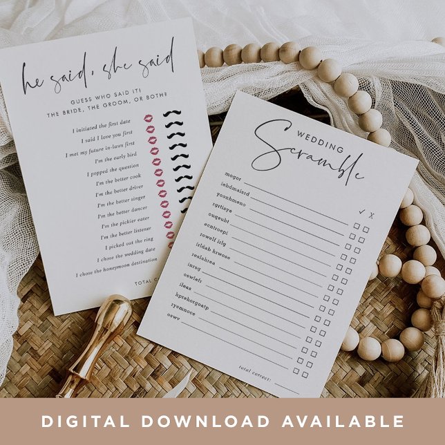 Tarjeta de juego Bridal Shower Word Scramble & Tri (Subido por el creador)