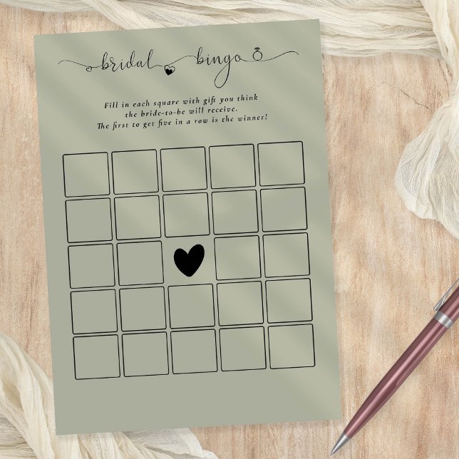 Tarjeta de juego Brigo Bingo Shower Sage (Available printed or as a printable digital download)