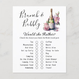 Tarjeta de juego Brunch and Bubbly Bridal Shower