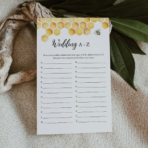 Tarjeta de juego CALLA Bee Boda A-Z Bridal Shower