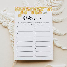 Tarjeta de juego CALLA Bee Boda A-Z Bridal Shower