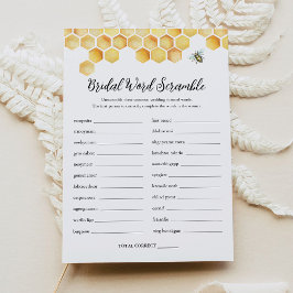 Tarjeta de juego CALLA Bee Word Scramble Bridal Sh