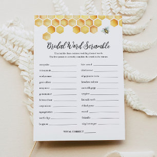 Tarjeta de juego CALLA Bee Word Scramble Bridal Sh