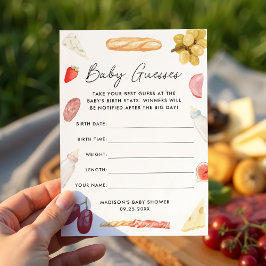 Tarjeta de juego Charcuterie Baby Shower Guessing