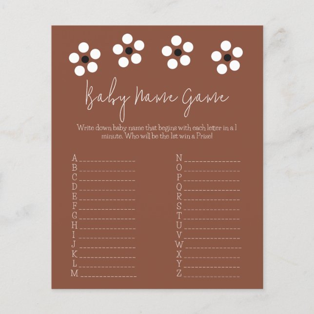 Tarjeta de juego Cielito Lindo para Baby Shower Me (Anverso)